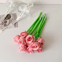 Teacher's Day Gift Cute Soft Silicone Rose Style Gel Pen Girl's Fun Flower Hand Account Pen Gift Pen sku image 3