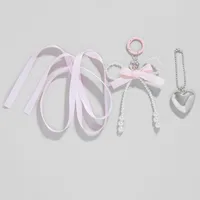 Explosions Sweet All-match DIY Pink Mesh Imitation Pearl Bow Star Love Bag Pendant Suit main image 4