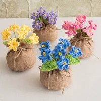 Handmade Crocheted Lucky Bag Small Potted Plants Home Furnishings Woolen Knitted Finished Rose Decoration Simulated Flower Potted Plants main image 2