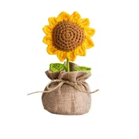 Handmade Crocheted Lucky Bag Small Potted Plants Home Furnishings Woolen Knitted Finished Rose Decoration Simulated Flower Potted Plants main image 5