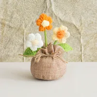 Handmade Crocheted Lucky Bag Small Potted Plants Home Furnishings Woolen Knitted Finished Rose Decoration Simulated Flower Potted Plants sku image 4