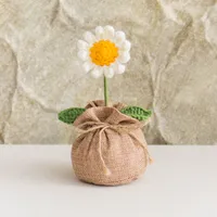 Handmade Crocheted Lucky Bag Small Potted Plants Home Furnishings Woolen Knitted Finished Rose Decoration Simulated Flower Potted Plants sku image 2