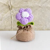 Handmade Crocheted Lucky Bag Small Potted Plants Home Furnishings Woolen Knitted Finished Rose Decoration Simulated Flower Potted Plants sku image 7