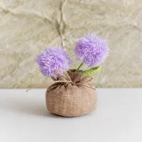 Handmade Crocheted Lucky Bag Small Potted Plants Home Furnishings Woolen Knitted Finished Rose Decoration Simulated Flower Potted Plants sku image 10