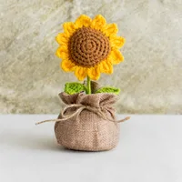 Handmade Crocheted Lucky Bag Small Potted Plants Home Furnishings Woolen Knitted Finished Rose Decoration Simulated Flower Potted Plants sku image 14