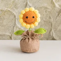 Handmade Crocheted Lucky Bag Small Potted Plants Home Furnishings Woolen Knitted Finished Rose Decoration Simulated Flower Potted Plants sku image 17