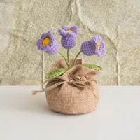 Handmade Crocheted Lucky Bag Small Potted Plants Home Furnishings Woolen Knitted Finished Rose Decoration Simulated Flower Potted Plants sku image 20