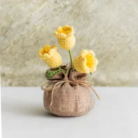 Handmade Crocheted Lucky Bag Small Potted Plants Home Furnishings Woolen Knitted Finished Rose Decoration Simulated Flower Potted Plants sku image 21