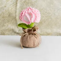 Handmade Crocheted Lucky Bag Small Potted Plants Home Furnishings Woolen Knitted Finished Rose Decoration Simulated Flower Potted Plants sku image 34
