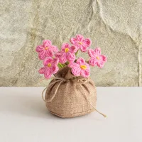 Handmade Crocheted Lucky Bag Small Potted Plants Home Furnishings Woolen Knitted Finished Rose Decoration Simulated Flower Potted Plants sku image 22
