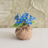 Handmade Crocheted Lucky Bag Small Potted Plants Home Furnishings Woolen Knitted Finished Rose Decoration Simulated Flower Potted Plants sku image 23