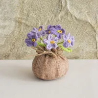 Handmade Crocheted Lucky Bag Small Potted Plants Home Furnishings Woolen Knitted Finished Rose Decoration Simulated Flower Potted Plants sku image 24