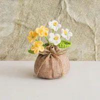 Handmade Crocheted Lucky Bag Small Potted Plants Home Furnishings Woolen Knitted Finished Rose Decoration Simulated Flower Potted Plants sku image 25