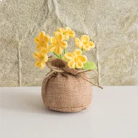 Handmade Crocheted Lucky Bag Small Potted Plants Home Furnishings Woolen Knitted Finished Rose Decoration Simulated Flower Potted Plants sku image 26