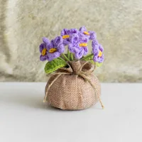 Handmade Crocheted Lucky Bag Small Potted Plants Home Furnishings Woolen Knitted Finished Rose Decoration Simulated Flower Potted Plants sku image 28