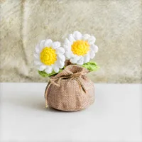 Handmade Crocheted Lucky Bag Small Potted Plants Home Furnishings Woolen Knitted Finished Rose Decoration Simulated Flower Potted Plants sku image 29