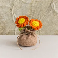 Handmade Crocheted Lucky Bag Small Potted Plants Home Furnishings Woolen Knitted Finished Rose Decoration Simulated Flower Potted Plants sku image 30