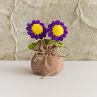 Handmade Crocheted Lucky Bag Small Potted Plants Home Furnishings Woolen Knitted Finished Rose Decoration Simulated Flower Potted Plants sku image 31
