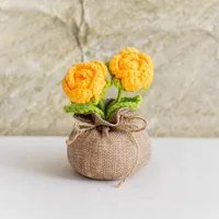Handmade Crocheted Lucky Bag Small Potted Plants Home Furnishings Woolen Knitted Finished Rose Decoration Simulated Flower Potted Plants sku image 44