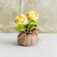Handmade Crocheted Lucky Bag Small Potted Plants Home Furnishings Woolen Knitted Finished Rose Decoration Simulated Flower Potted Plants sku image 45