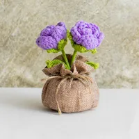 Handmade Crocheted Lucky Bag Small Potted Plants Home Furnishings Woolen Knitted Finished Rose Decoration Simulated Flower Potted Plants sku image 47