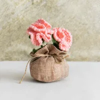 Handmade Crocheted Lucky Bag Small Potted Plants Home Furnishings Woolen Knitted Finished Rose Decoration Simulated Flower Potted Plants sku image 37