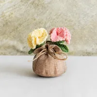 Handmade Crocheted Lucky Bag Small Potted Plants Home Furnishings Woolen Knitted Finished Rose Decoration Simulated Flower Potted Plants sku image 38