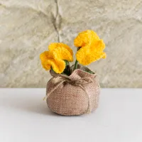 Handmade Crocheted Lucky Bag Small Potted Plants Home Furnishings Woolen Knitted Finished Rose Decoration Simulated Flower Potted Plants sku image 39