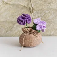 Handmade Crocheted Lucky Bag Small Potted Plants Home Furnishings Woolen Knitted Finished Rose Decoration Simulated Flower Potted Plants sku image 40