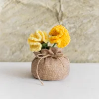 Handmade Crocheted Lucky Bag Small Potted Plants Home Furnishings Woolen Knitted Finished Rose Decoration Simulated Flower Potted Plants sku image 41