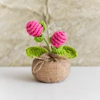 Handmade Crocheted Lucky Bag Small Potted Plants Home Furnishings Woolen Knitted Finished Rose Decoration Simulated Flower Potted Plants sku image 54
