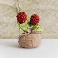 Handmade Crocheted Lucky Bag Small Potted Plants Home Furnishings Woolen Knitted Finished Rose Decoration Simulated Flower Potted Plants sku image 55