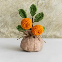 Handmade Crocheted Lucky Bag Small Potted Plants Home Furnishings Woolen Knitted Finished Rose Decoration Simulated Flower Potted Plants sku image 49