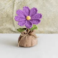 Handmade Crocheted Lucky Bag Small Potted Plants Home Furnishings Woolen Knitted Finished Rose Decoration Simulated Flower Potted Plants sku image 51