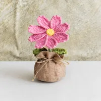 Handmade Crocheted Lucky Bag Small Potted Plants Home Furnishings Woolen Knitted Finished Rose Decoration Simulated Flower Potted Plants sku image 52