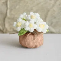 Handmade Crocheted Lucky Bag Small Potted Plants Home Furnishings Woolen Knitted Finished Rose Decoration Simulated Flower Potted Plants sku image 57
