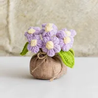 Handmade Crocheted Lucky Bag Small Potted Plants Home Furnishings Woolen Knitted Finished Rose Decoration Simulated Flower Potted Plants sku image 58