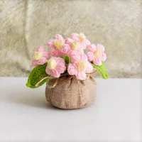 Handmade Crocheted Lucky Bag Small Potted Plants Home Furnishings Woolen Knitted Finished Rose Decoration Simulated Flower Potted Plants sku image 61