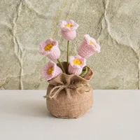 Handmade Crocheted Lucky Bag Small Potted Plants Home Furnishings Woolen Knitted Finished Rose Decoration Simulated Flower Potted Plants sku image 62