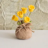 Handmade Crocheted Lucky Bag Small Potted Plants Home Furnishings Woolen Knitted Finished Rose Decoration Simulated Flower Potted Plants sku image 63