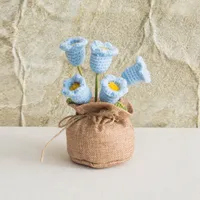 Handmade Crocheted Lucky Bag Small Potted Plants Home Furnishings Woolen Knitted Finished Rose Decoration Simulated Flower Potted Plants sku image 65