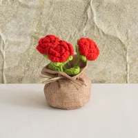 Handmade Crocheted Lucky Bag Small Potted Plants Home Furnishings Woolen Knitted Finished Rose Decoration Simulated Flower Potted Plants sku image 66