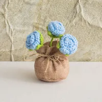 Handmade Crocheted Lucky Bag Small Potted Plants Home Furnishings Woolen Knitted Finished Rose Decoration Simulated Flower Potted Plants sku image 67