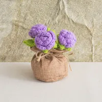 Handmade Crocheted Lucky Bag Small Potted Plants Home Furnishings Woolen Knitted Finished Rose Decoration Simulated Flower Potted Plants sku image 68