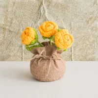Handmade Crocheted Lucky Bag Small Potted Plants Home Furnishings Woolen Knitted Finished Rose Decoration Simulated Flower Potted Plants sku image 69