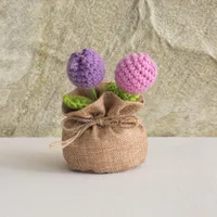 Handmade Crocheted Lucky Bag Small Potted Plants Home Furnishings Woolen Knitted Finished Rose Decoration Simulated Flower Potted Plants sku image 15