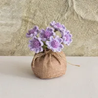 Handmade Crocheted Lucky Bag Small Potted Plants Home Furnishings Woolen Knitted Finished Rose Decoration Simulated Flower Potted Plants sku image 71
