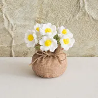 Handmade Crocheted Lucky Bag Small Potted Plants Home Furnishings Woolen Knitted Finished Rose Decoration Simulated Flower Potted Plants sku image 72