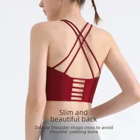 Thin Shoulder Strap Beautiful Back Sports Bra Women's Shockproof Push-up Underwear No Steel Ring Vest Sports Yoga Fitness Outer Wear main image 3