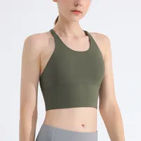 Thin Shoulder Strap Beautiful Back Sports Bra Women's Shockproof Push-up Underwear No Steel Ring Vest Sports Yoga Fitness Outer Wear sku image 9